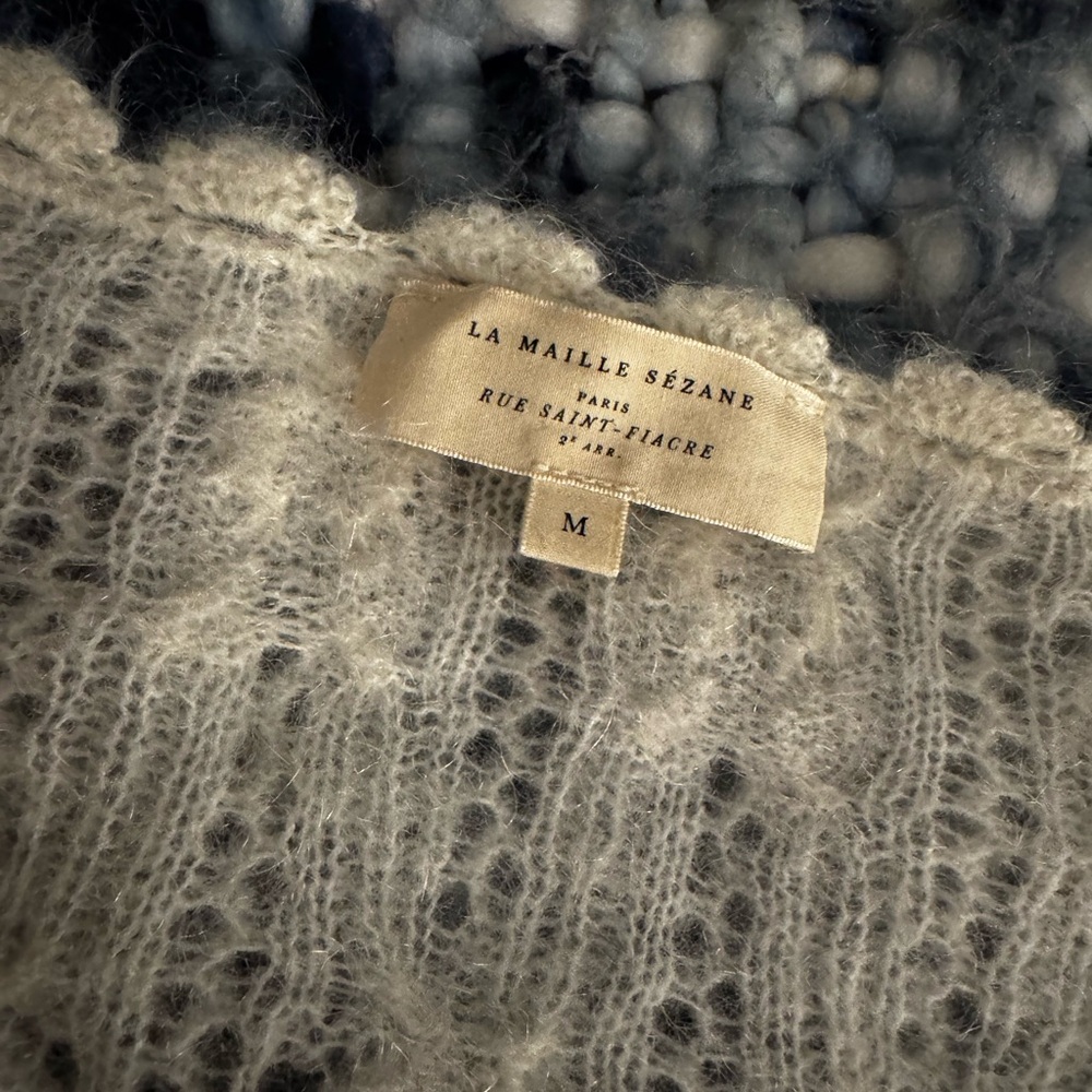 Sezane Soft Lace-Knit Cardigan in Pale Pink - Picture 9 of 12